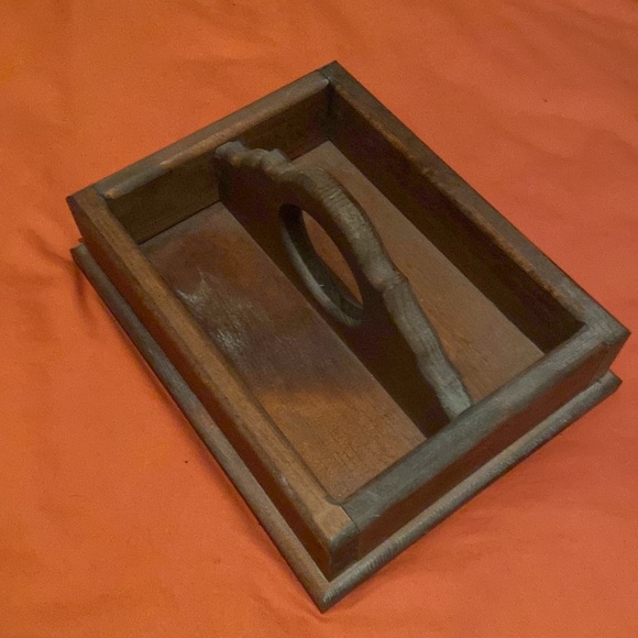 Vintage Rustic Primitive Caddy Handled Handmade Tote Box - Picture 2 of 3